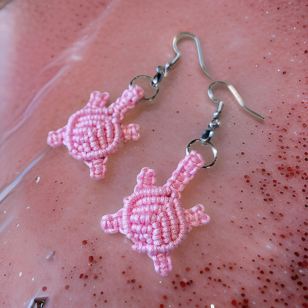 Macrame Turtles - Pink Country Craft Barn Earrings (#190)