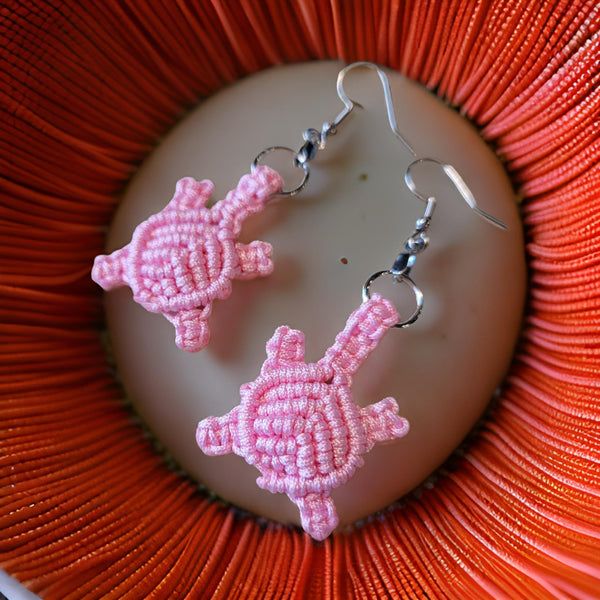 Macrame Turtles - Pink Country Craft Barn Earrings (#190)