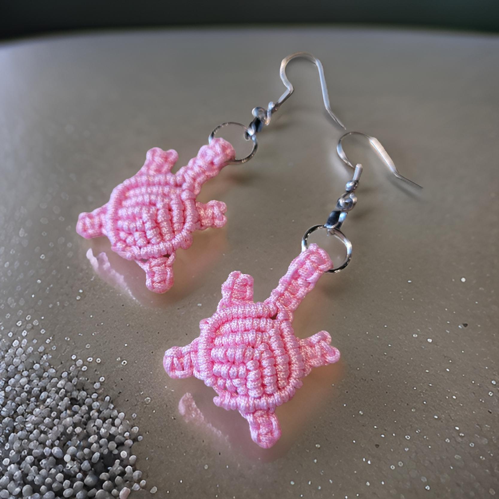 Macrame Turtles - Pink Country Craft Barn Earrings (#190)