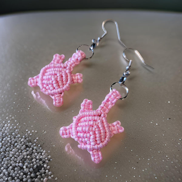 Macrame Turtles - Pink Country Craft Barn Earrings (#190)