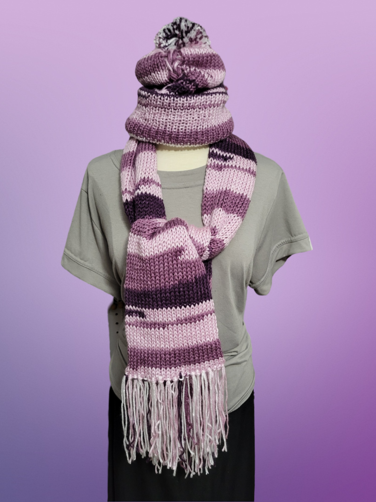 Grape Ombre - Purple Country Craft Barn Scarf Set (SFS-3002)