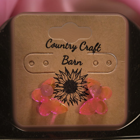 Little Diva - Peach Butterfly Country Craft Barn Earrings (#1506)