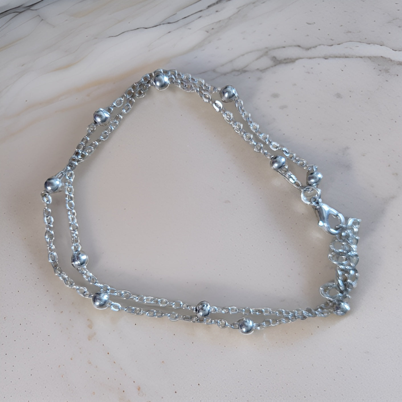 Beaded Chain - Silver Country Craft Barn Anklet (#4008)