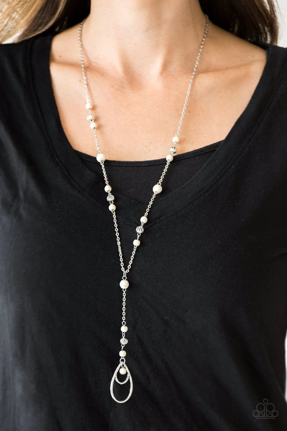 Sandstone Savannahs - White Stone and Silver Necklace (PZ-4451)