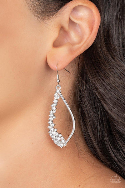 Sparkly Side Effects - White Paparazzi Earrings (PZ-515)