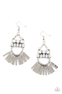 A FLARE For Fierceness - White Paparazzi Earrings