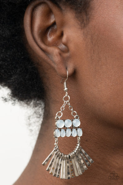 A FLARE For Fierceness - White Paparazzi Earrings