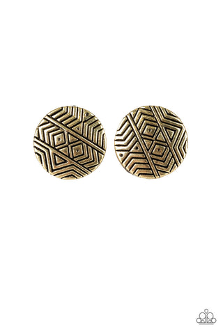 Paparazzi Earrings - Bright As A Button - Brass (#373)