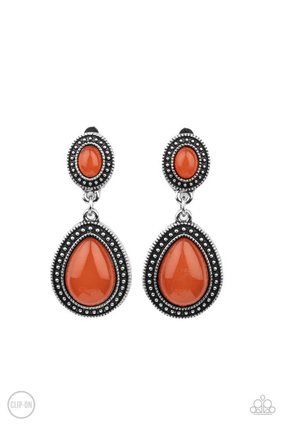 Carefree Clairvoyance - Orange Paparazzi Earrings