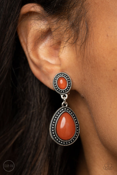 Carefree Clairvoyance - Orange Paparazzi Earrings