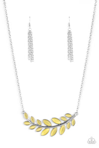 Frosted Foliage - Yellow-Paparazzi Necklace (#679)