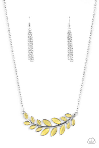 Frosted Foliage - Yellow-Paparazzi Necklace (PZ-679)