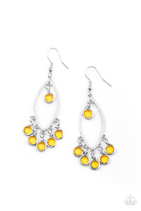 Glassy Grotto - Yellow Paparazzi Earrings (#4771)