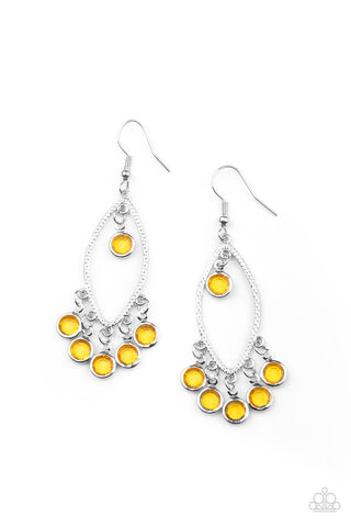 Glassy Grotto - Yellow Paparazzi Earrings (#4771)