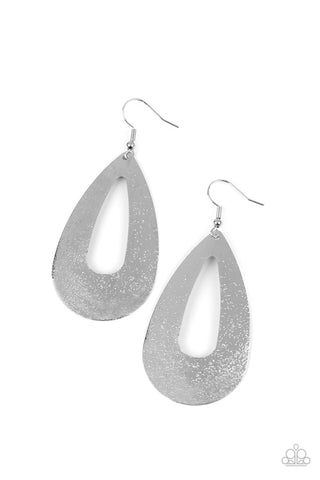 Hand It OVAL! - Silver Paparazzi Earrings (#048)