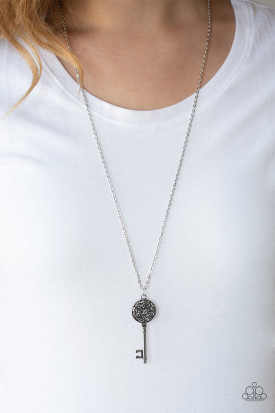 Key Keepsake - Silver Paparazzi Necklace (#1811)