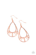 Line Crossing Sparkle - Copper-Paparazzi Earring (PZ-874)