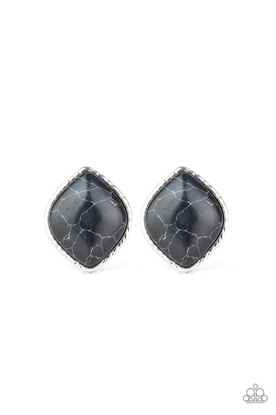 Marble Marvel - Black-Paparazzi Earrings (#1320)