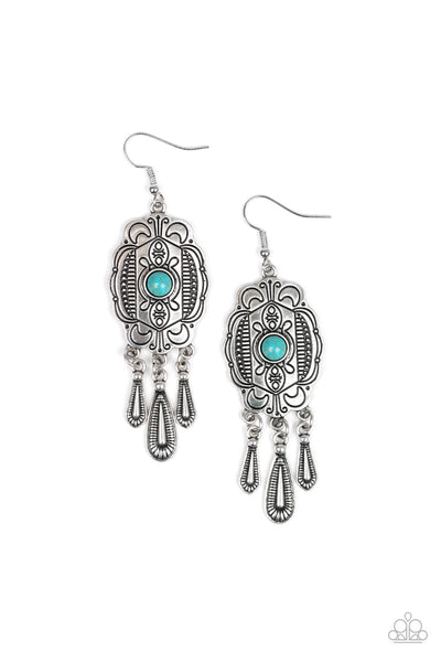 Paparazzi Earrings - Natural Native - Blue (#1673)