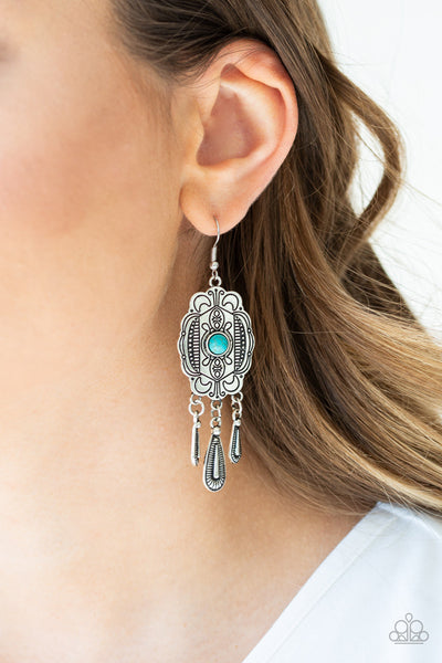 Paparazzi Earrings - Natural Native - Blue (#1673)