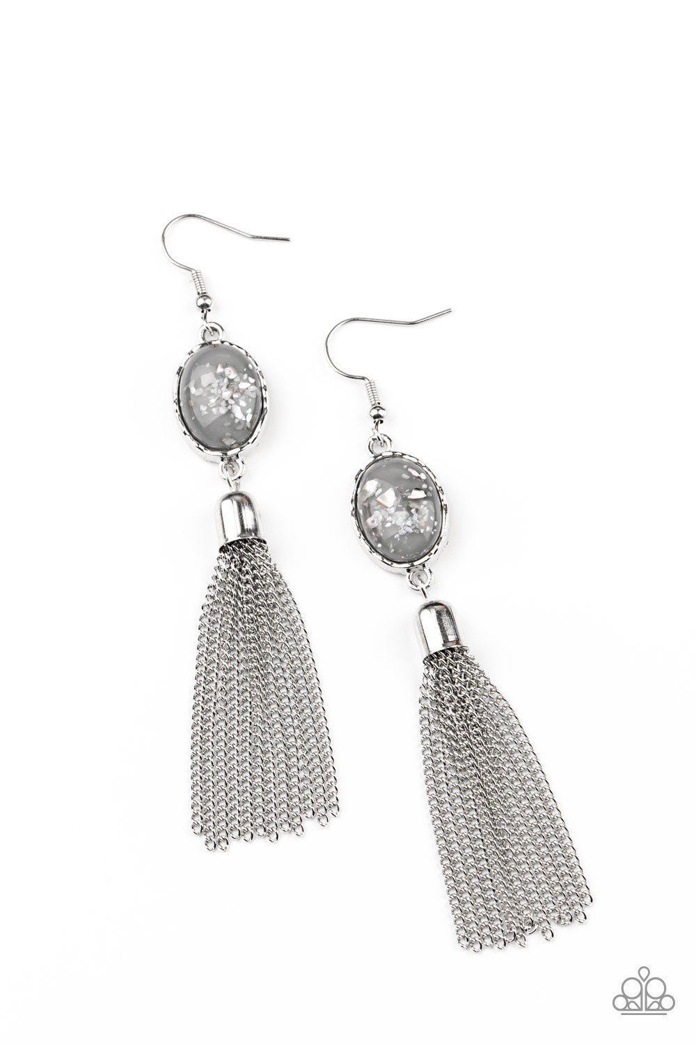 Oceanic Opalescence - Silver Paparazzi Earrings (#4476)