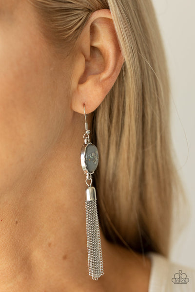 Oceanic Opalescence - Silver Paparazzi Earrings (#4476)