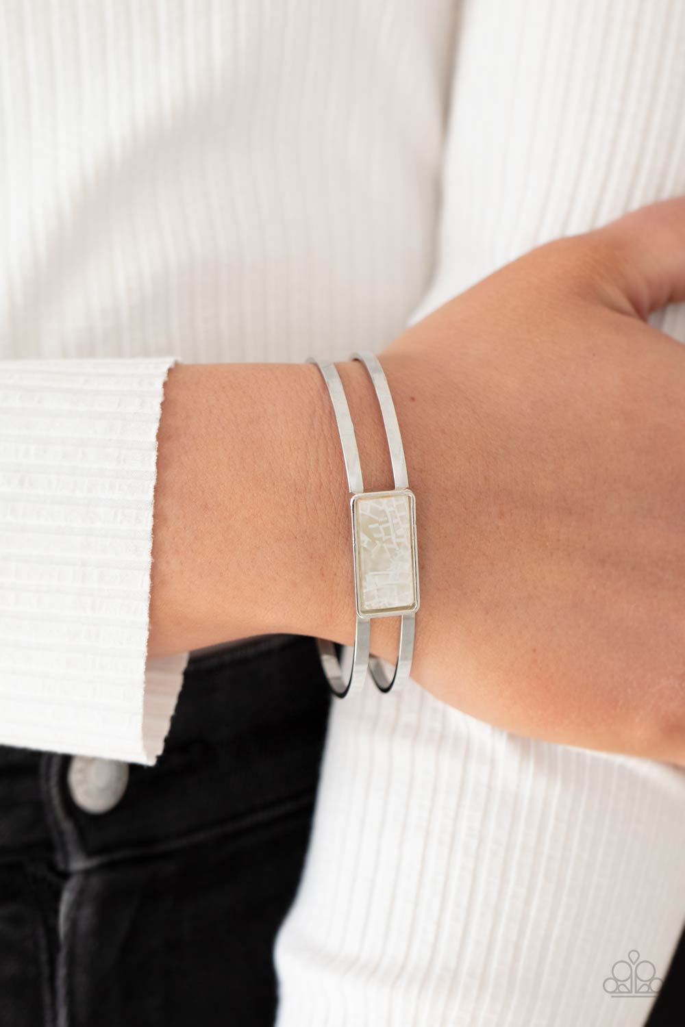 Remarkably Cute and Resolute - White Paparazzi Bracelet