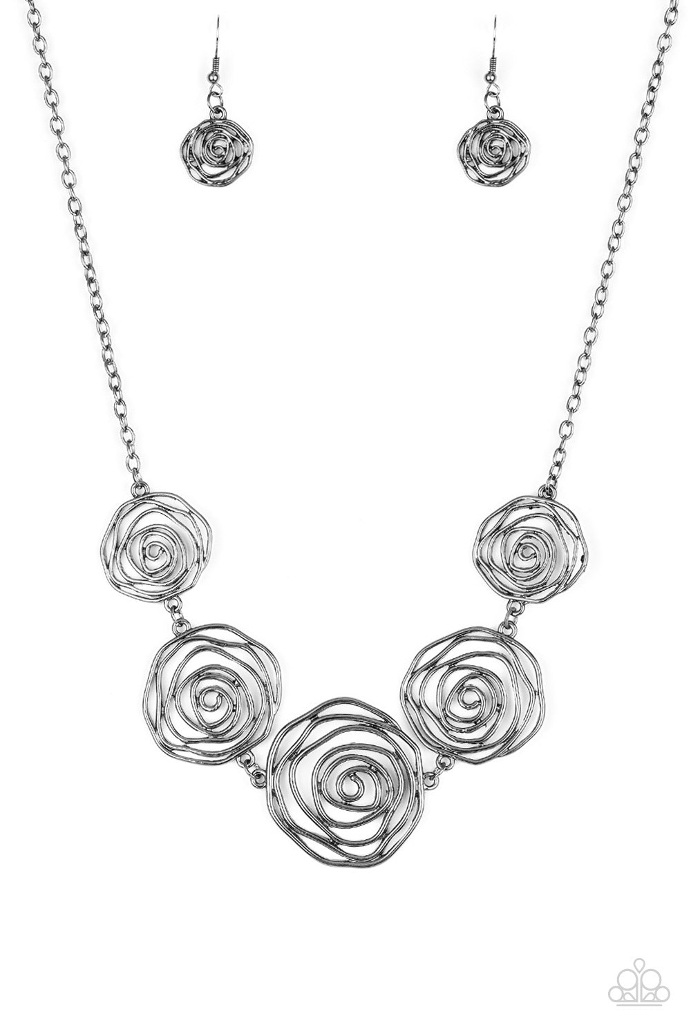 Rosy Rosette - Black-Paparazzi Necklace (#912)