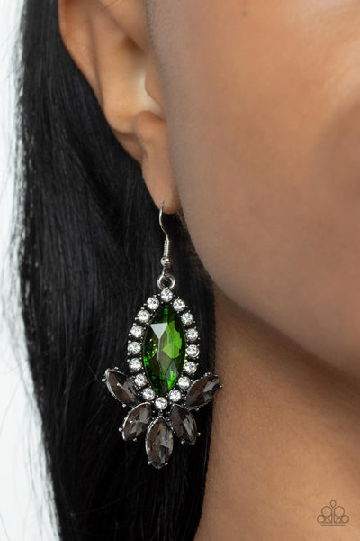 Serving Up Sparkle - Green Paparazzi Earrings (#4355)