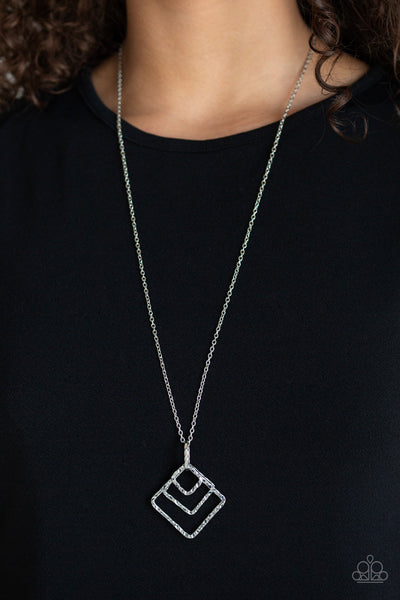 Square It Up - Silver Paparazzi Necklace