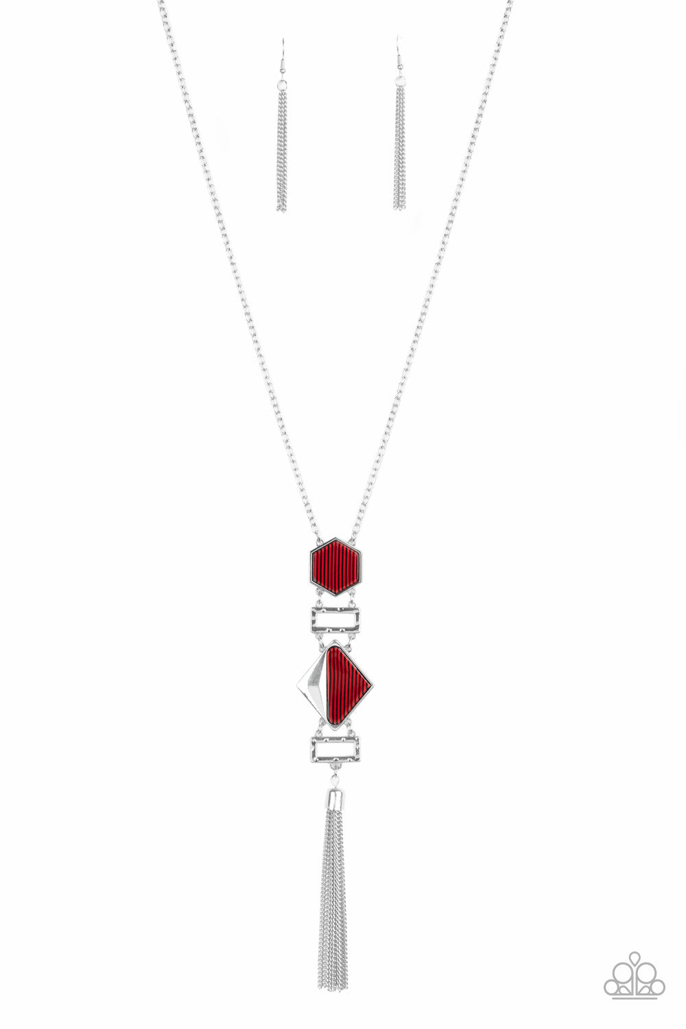 STRIPE Up a Conversation - Red-Paparazzi Necklace (#1297)