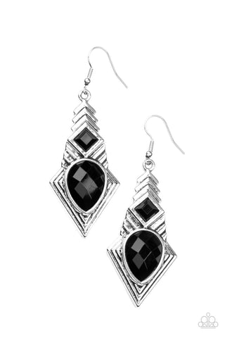 Stylishly Sonoran - Black Paparazzi Earrings (PZ-695)