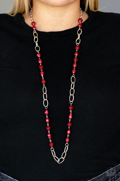 Tea Party Tango - Red Paparazzi Necklace (#4756)