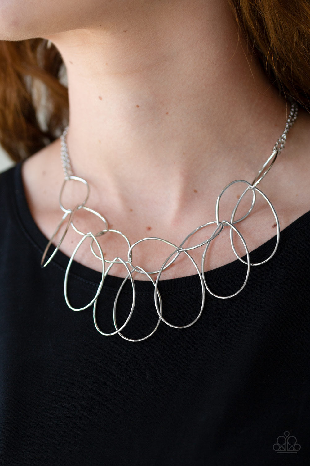 Top-TEAR Fashion - Silver Paparazzi Necklace (PZ-2266)