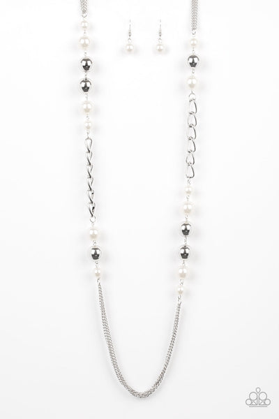 Uptown Talker - White Paparazzi Necklace (PZ-5036)