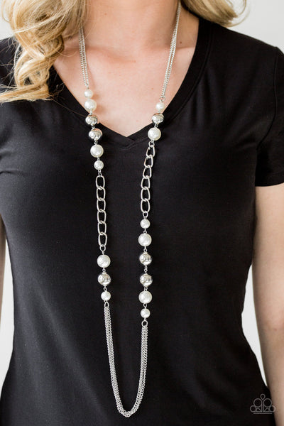 Uptown Talker - White Paparazzi Necklace (PZ-5036)