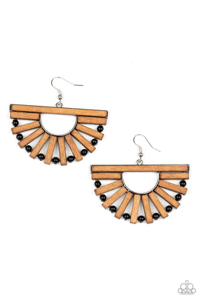 Wooden Wonderland - Black Paparazzi Earrings (#354)