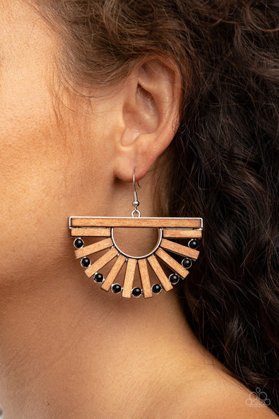 Wooden Wonderland - Black Paparazzi Earrings (#354)