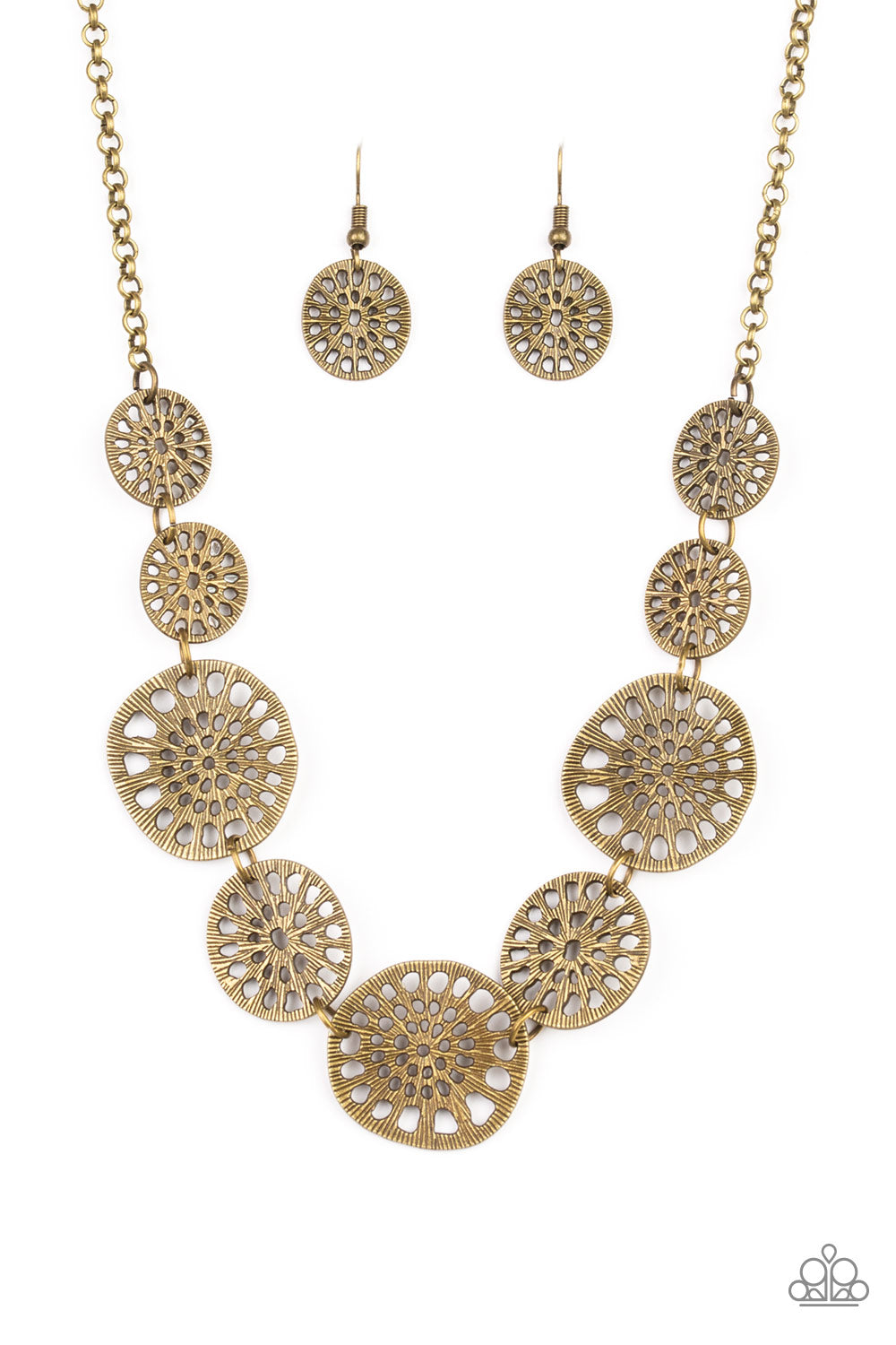 Your Own Free WHEEL - Brass Paparazzi Necklace (#1701)