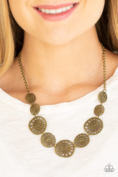 Your Own Free WHEEL - Brass Paparazzi Necklace (#1701)