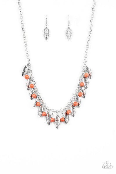 Boldly Airborne - Orange-Paparazzi Necklace (#1241)