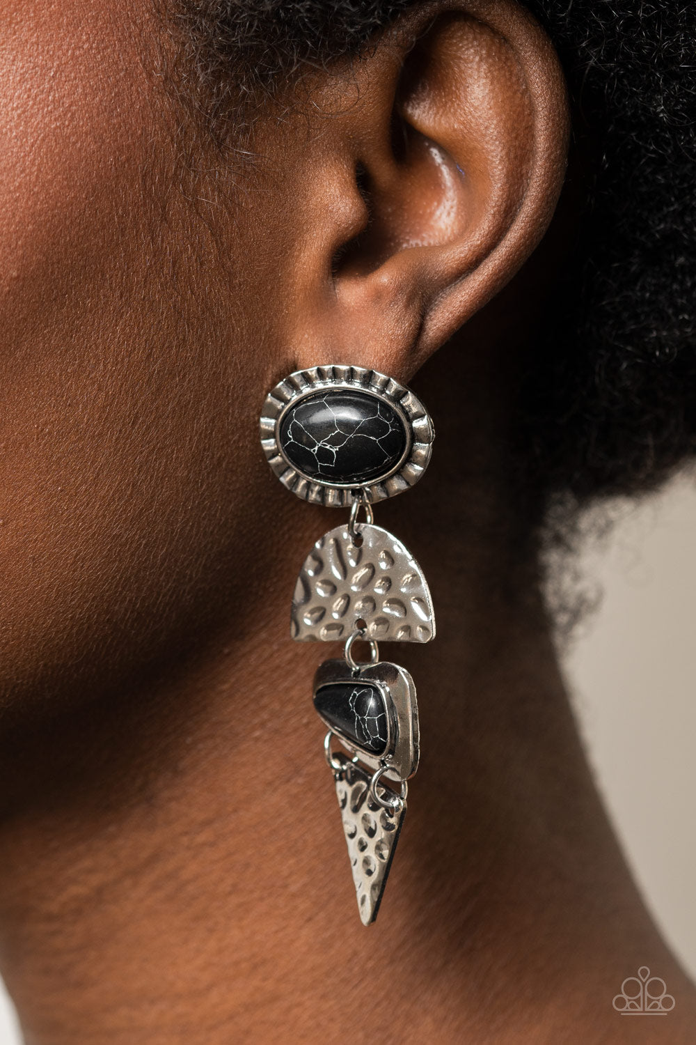 Earthy Extravagance - Black Paparazzi Earrings (#4742)