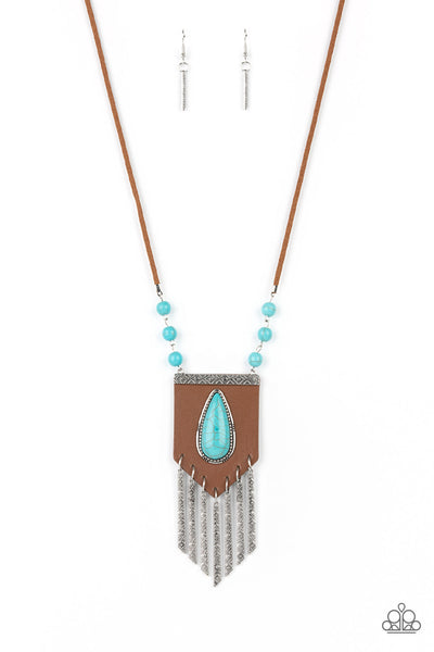 Enchantingly Tribal - Blue Paparazzi Necklace (PZ-645)