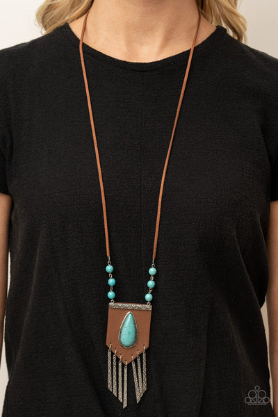 Enchantingly Tribal - Blue Paparazzi Necklace (PZ-645)