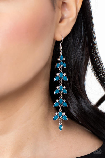 Fanciful Foliage - Blue Paparazzi Earrings (#4588)