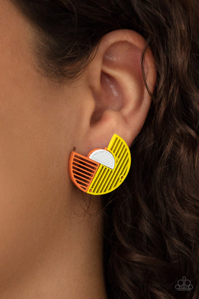 Its Just an Expression - Yellow Paparazzi Earrings