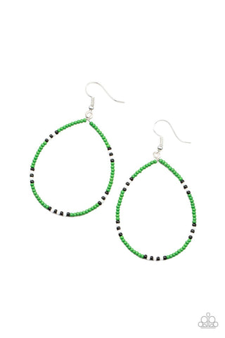 Keep Up The Good BEADWORK - Green Paparazzi Earrings (#4723)