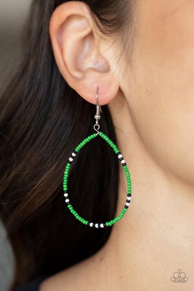 Keep Up The Good BEADWORK - Green Paparazzi Earrings (#4723)