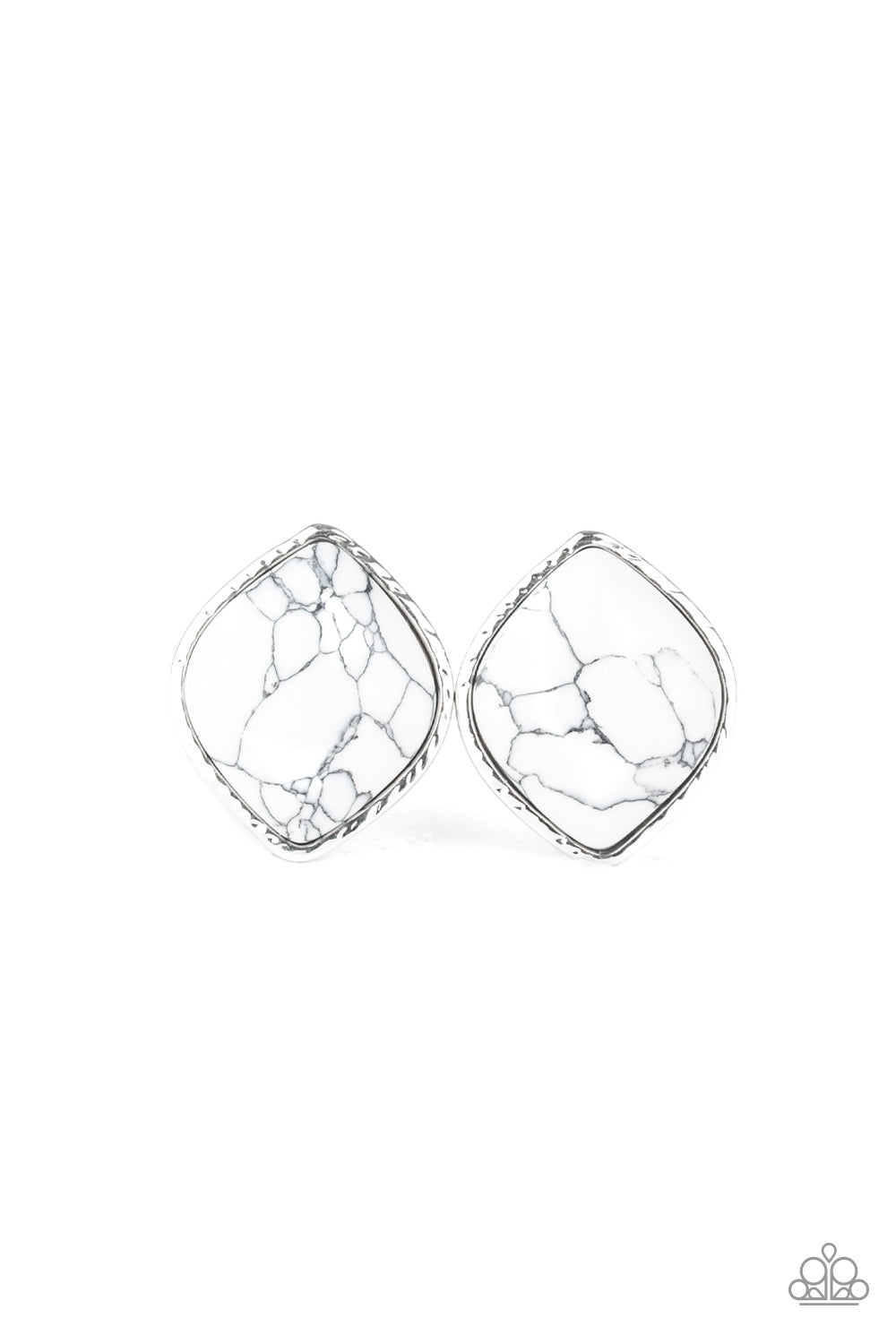 Marble Marvel - White-Paparazzi Earrings (PZ-1325)