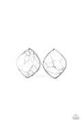 Marble Marvel - White-Paparazzi Earrings (PZ-1325)